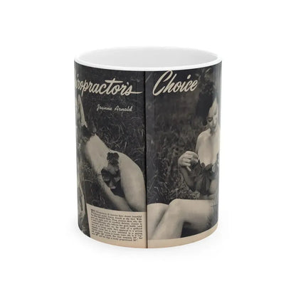 Joanne Arnold #107 - Pages 1 & 2 of 4 with 3 B&W Photos, Caption & Article from Famous Models Mag. Sept.-Oct. '51 (Vintage Female Icon) White Coffee Mug 11oz - Go Mug Yourself