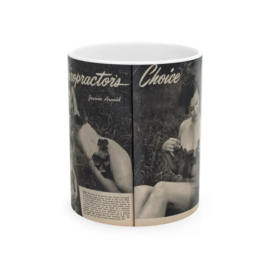 Joanne Arnold #107 - Pages 1 & 2 of 4 with 3 B&W Photos, Caption & Article from Famous Models Mag. Sept.-Oct. '51 (Vintage Female Icon) White Coffee Mug 11oz - Go Mug Yourself
