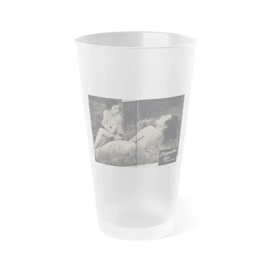 Joanne Arnold #108 - Pages 3 & 4 of 4 with 2 B&W Photos & Headline from Famous Models Mag. Sept.-Oct. '51 (Vintage Female Icon) Frosted Pint Glass 16oz 16oz Frosted - Go Mug Yourself