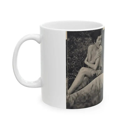 Joanne Arnold #108 - Pages 3 & 4 of 4 with 2 B&W Photos & Headline from Famous Models Mag. Sept.-Oct. '51 (Vintage Female Icon) White Coffee Mug - Go Mug Yourself