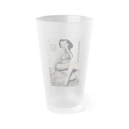 Joanne Arnold #109 - 1 B&W Centerfold of ''Jo Ann'' from HE Pocket Mag. Feb. '55 (Vintage Female Icon) Frosted Pint Glass 16oz 16oz Frosted - Go Mug Yourself