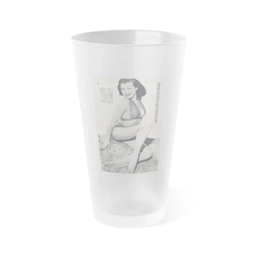 Joanne Arnold #109 - 1 B&W Centerfold of ''Jo Ann'' from HE Pocket Mag. Feb. '55 (Vintage Female Icon) Frosted Pint Glass 16oz 16oz Frosted - Go Mug Yourself