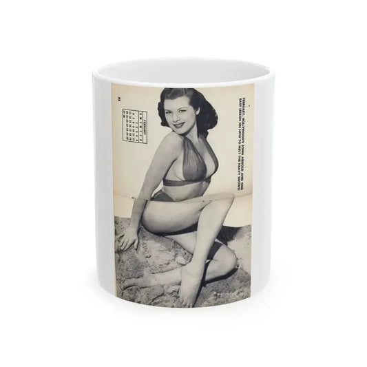 Joanne Arnold #109 - 1 B&W Centerfold of ''Jo Ann'' from HE Pocket Mag. Feb. '55 (Vintage Female Icon) White Coffee Mug 11oz - Go Mug Yourself