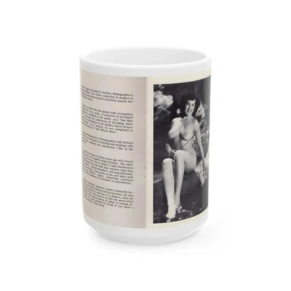 Joanne Arnold #113 - Pages 2 & 3 Intro & 1 Full Body Nude B&W Pic Fishing from BREATHTAKNG BEAUTIES Proudly Presents...Jo Ann (Vintage Female Icon) White Coffee Mug 15oz - Go Mug Yourself