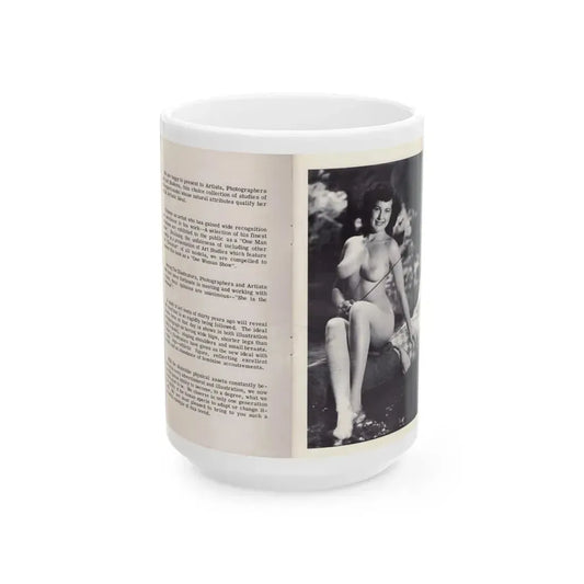 Joanne Arnold #113 - Pages 2 & 3 Intro & 1 Full Body Nude B&W Pic Fishing from BREATHTAKNG BEAUTIES Proudly Presents...Jo Ann (Vintage Female Icon) White Coffee Mug 15oz - Go Mug Yourself
