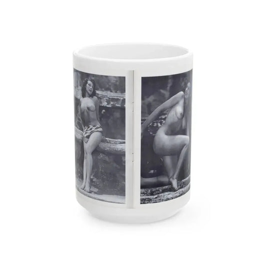 Joanne Arnold #114 - Pages 4 & 5 with, 2 B&W Full Body Nude Pics from BREATHTAKNG BEAUTIES Proudly Presents...Jo Ann (Vintage Female Icon) White Coffee Mug 15oz - Go Mug Yourself