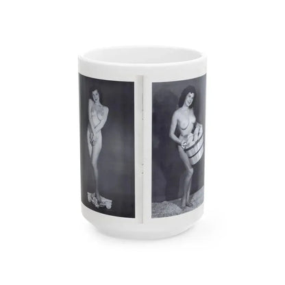 Joanne Arnold #115 - Pages 6 & 7 with, 2 Full Body B&W Nude Pics from BREATHTAKNG BEAUTIES Proudly Presents...Jo Ann (Vintage Female Icon) White Coffee Mug 15oz - Go Mug Yourself