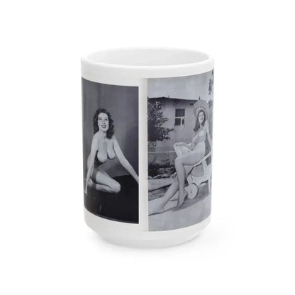 Joanne Arnold #117 - Pages 10 & 11 with, 2 Full Body B&W Semi Nude Pics from BREATHTAKNG BEAUTIES Proudly Presents...Jo Ann (Vintage Female Icon) White Coffee Mug 15oz - Go Mug Yourself