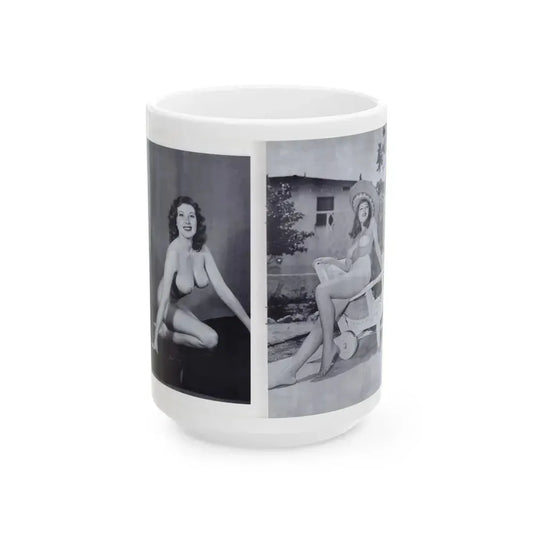 Joanne Arnold #117 - Pages 10 & 11 with, 2 Full Body B&W Semi Nude Pics from BREATHTAKNG BEAUTIES Proudly Presents...Jo Ann (Vintage Female Icon) White Coffee Mug 15oz - Go Mug Yourself