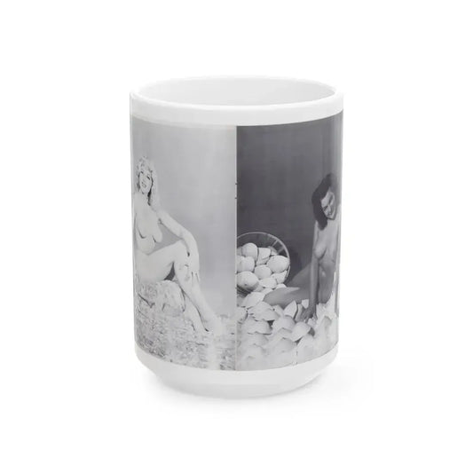 Joanne Arnold #118 - Pages 12 & 13 with, 2 B&W Nude Pics Left 1 as Blonde from BREATHTAKNG BEAUTIES Proudly Presents...Jo Ann (Vintage Female Icon) White Coffee Mug 15oz - Go Mug Yourself