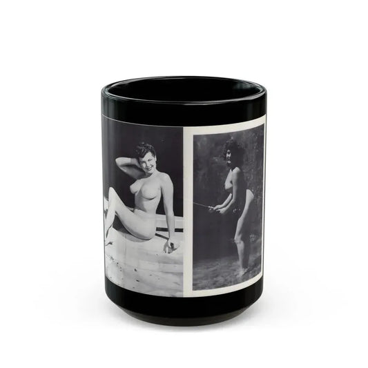 Joanne Arnold #120 - Pages 16 & 17 with, 2 B&W Nude Pics Right 1 Fishing from BREATHTAKNG BEAUTIES Proudly Presents...Jo Ann (Vintage Female Icon) Black Coffee Mug 15oz - Go Mug Yourself