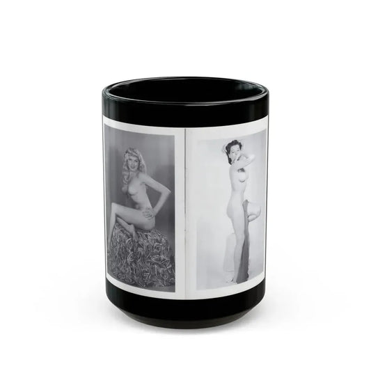 Joanne Arnold #121 - Pages 18 & 19 with, 2 B&W Semi Nude Pics Left 1 as a Blonde from BREATHTAKNG BEAUTIES Proudly Presents...Jo Ann (Vintage Female Icon) Black Coffee Mug 15oz - Go Mug Yourself