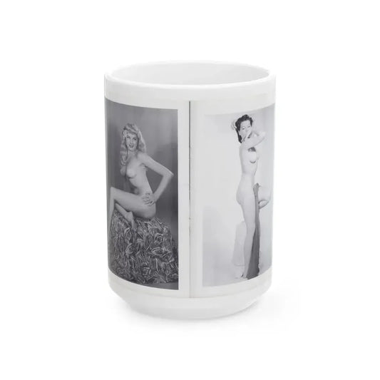 Joanne Arnold #121 - Pages 18 & 19 with, 2 B&W Semi Nude Pics Left 1 as a Blonde from BREATHTAKNG BEAUTIES Proudly Presents...Jo Ann (Vintage Female Icon) White Coffee Mug 15oz - Go Mug Yourself