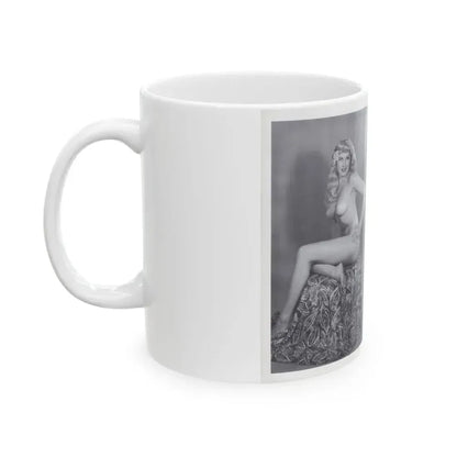 Joanne Arnold #121 - Pages 18 & 19 with, 2 B&W Semi Nude Pics Left 1 as a Blonde from BREATHTAKNG BEAUTIES Proudly Presents...Jo Ann (Vintage Female Icon) White Coffee Mug - Go Mug Yourself