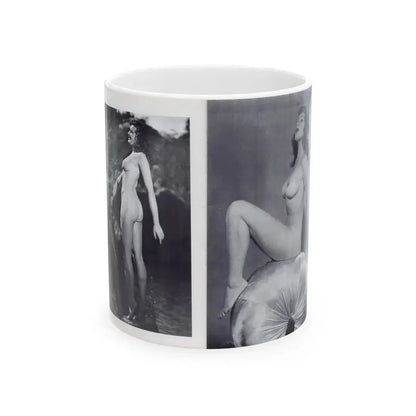 Joanne Arnold #122 - Pages 20 & 21 with, 2 B&W Full Body Nude Pics Left 1 butt exposed from BREATHTAKNG BEAUTIES Proudly Presents...Jo Ann (Vintage Female Icon) White Coffee Mug 11oz - Go Mug Yourself
