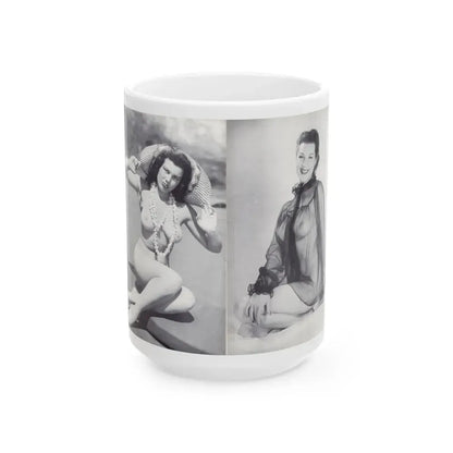 Joanne Arnold #123 - Pages 22 & 23 with, 2 B&W Nude Pics Right with see-through Lingerie on from BREATHTAKNG BEAUTIES Proudly Presents...Jo Ann (Vintage Female Icon) White Coffee Mug 15oz - Go Mug Yourself