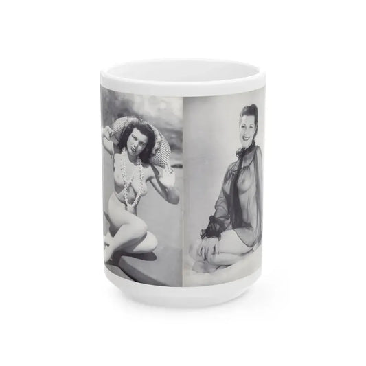 Joanne Arnold #123 - Pages 22 & 23 with, 2 B&W Nude Pics Right with see-through Lingerie on from BREATHTAKNG BEAUTIES Proudly Presents...Jo Ann (Vintage Female Icon) White Coffee Mug 15oz - Go Mug Yourself