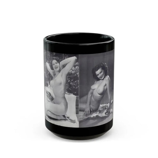 Joanne Arnold #124 - Pages 24 & 25 with, 2 B&W Full Body Except Right 1 both Nude Pics from BREATHTAKNG BEAUTIES Proudly Presents...Jo Ann (Vintage Female Icon) Black Coffee Mug 15oz - Go Mug Yourself