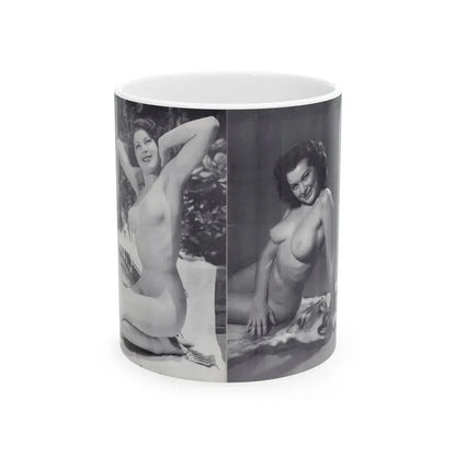 Joanne Arnold #124 - Pages 24 & 25 with, 2 B&W Full Body Except Right 1 both Nude Pics from BREATHTAKNG BEAUTIES Proudly Presents...Jo Ann (Vintage Female Icon) White Coffee Mug 11oz - Go Mug Yourself