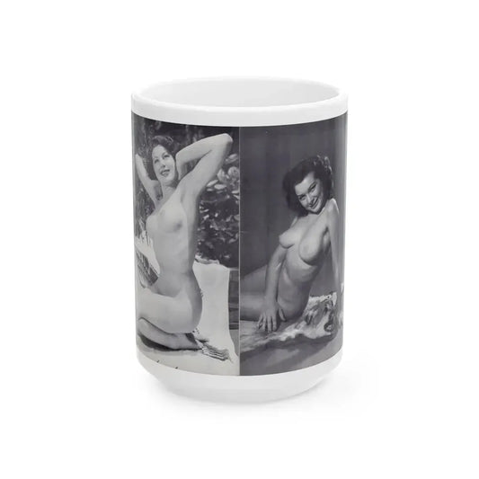 Joanne Arnold #124 - Pages 24 & 25 with, 2 B&W Full Body Except Right 1 both Nude Pics from BREATHTAKNG BEAUTIES Proudly Presents...Jo Ann (Vintage Female Icon) White Coffee Mug 15oz - Go Mug Yourself