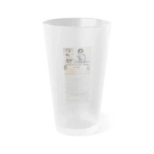 Joanne Arnold #128 - Pin-Up Girls Color Photos Purchase Advertisement Featuring 2 Upper Legs to Head B&W Pics of Jo Ann (Vintage Female Icon) Frosted Pint Glass 16oz 16oz Frosted - Go Mug Yourself