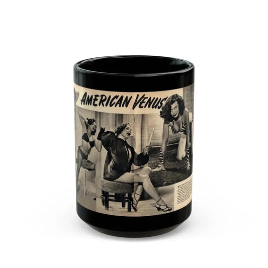 Joanne Arnold #129 Pages 26 & 27 Pages 2 of 2 with Joan Ann 4 B&W Shots & Short Paragraph on her from CANDID WHIRL Mag. January '53 (Vintage Female Icon) Black Coffee Mug 15oz - Go Mug Yourself