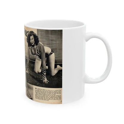 Joanne Arnold #129 Pages 26 & 27 Pages 2 of 2 with Joan Ann 4 B&W Shots & Short Paragraph on her from CANDID WHIRL Mag. January '53 (Vintage Female Icon) White Coffee Mug - Go Mug Yourself