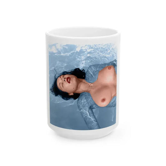 Joanne Arnold #14 - Topless (Vintage Female Icon) White Coffee Mug 15oz - Go Mug Yourself