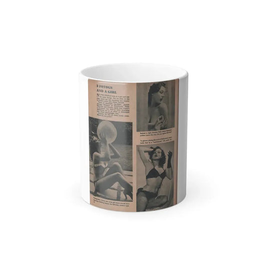 Joanne Arnold #57 - Pages 1 of 1 with, 3 B&W Photos from FROLIC Mag. April '53 (Vintage Female Icon) Color Changing Coffee Mug 11oz - Go Mug Yourself