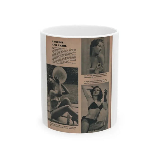 Joanne Arnold #57 - Pages 1 of 1 with, 3 B&W Photos from FROLIC Mag. April '53 (Vintage Female Icon) White Coffee Mug 11oz - Go Mug Yourself