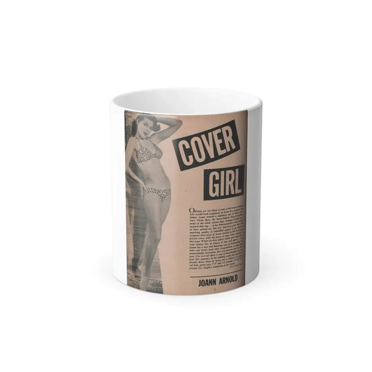 Joanne Arnold #61 - Pages 1 of 6 with, 1 B&W Photo & Article from Cover Girls Models Mag. April '54 (Vintage Female Icon) Color Changing Coffee Mug 11oz - Go Mug Yourself