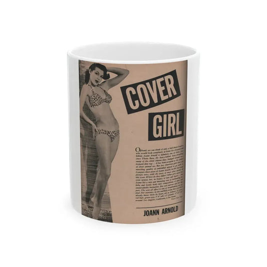 Joanne Arnold #61 - Pages 1 of 6 with, 1 B&W Photo & Article from Cover Girls Models Mag. April '54 (Vintage Female Icon) White Coffee Mug 11oz - Go Mug Yourself