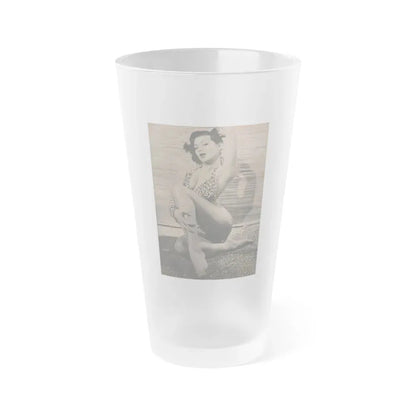 Joanne Arnold #62 - Pages 2 of 6 with, 1 Full Page B&W Photo from Cover Girls Models Mag. April '54 (Vintage Female Icon) Frosted Pint Glass 16oz 16oz Frosted - Go Mug Yourself