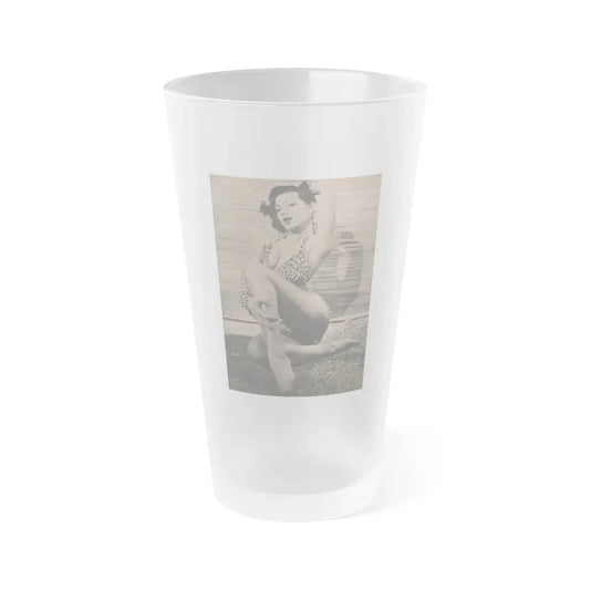 Joanne Arnold #62 - Pages 2 of 6 with, 1 Full Page B&W Photo from Cover Girls Models Mag. April '54 (Vintage Female Icon) Frosted Pint Glass 16oz 16oz Frosted - Go Mug Yourself