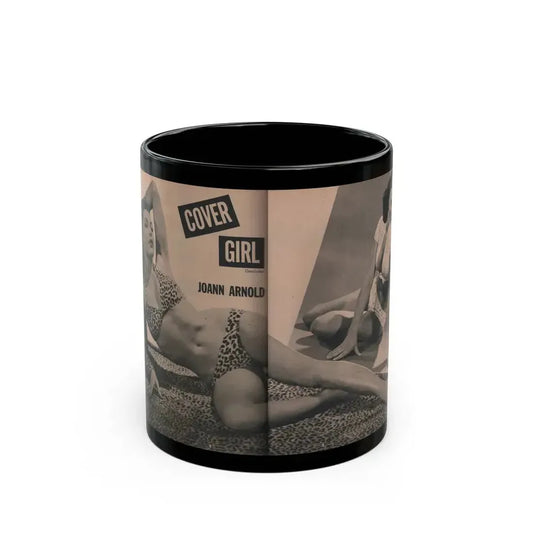 Joanne Arnold #63 - Pages 3 & 4 of 6 with, 1 B&W Centerfold & 1 Other from Cover Girls Models Mag. April '54 (Vintage Female Icon) Black Coffee Mug 11oz - Go Mug Yourself