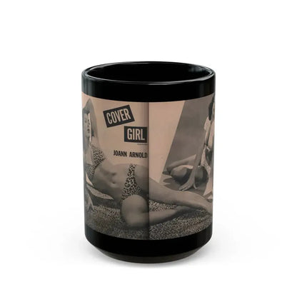 Joanne Arnold #63 - Pages 3 & 4 of 6 with, 1 B&W Centerfold & 1 Other from Cover Girls Models Mag. April '54 (Vintage Female Icon) Black Coffee Mug 15oz - Go Mug Yourself