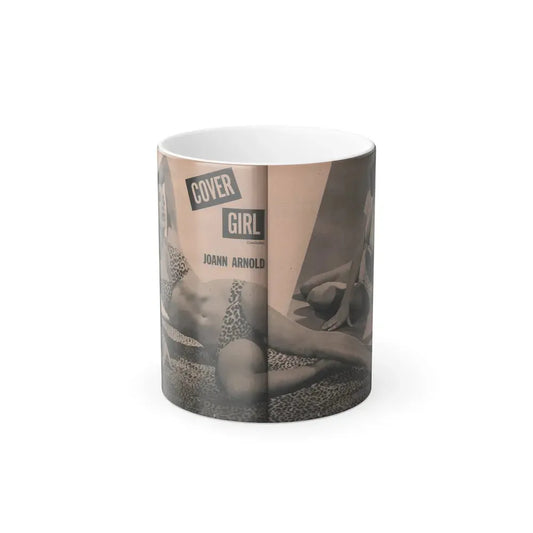 Joanne Arnold #63 - Pages 3 & 4 of 6 with, 1 B&W Centerfold & 1 Other from Cover Girls Models Mag. April '54 (Vintage Female Icon) Color Changing Coffee Mug 11oz - Go Mug Yourself