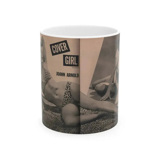Joanne Arnold #63 - Pages 3 & 4 of 6 with, 1 B&W Centerfold & 1 Other from Cover Girls Models Mag. April '54 (Vintage Female Icon) White Coffee Mug 11oz - Go Mug Yourself
