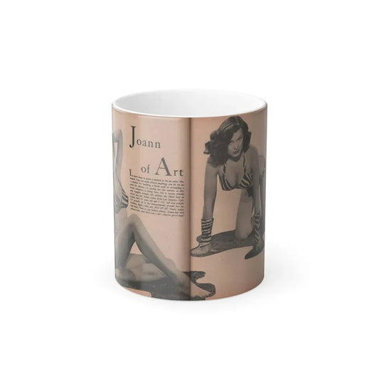 Joanne Arnold #64 - Pages 5 & 6 of 6 with, 2 B&W Photos & Short Article from Glamorous Models Mag. Dec. '52 (Vintage Female Icon) Color Changing Coffee Mug 11oz - Go Mug Yourself