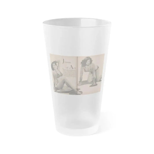 Joanne Arnold #64 - Pages 5 & 6 of 6 with, 2 B&W Photos & Short Article from Glamorous Models Mag. Dec. '52 (Vintage Female Icon) Frosted Pint Glass 16oz 16oz Frosted - Go Mug Yourself