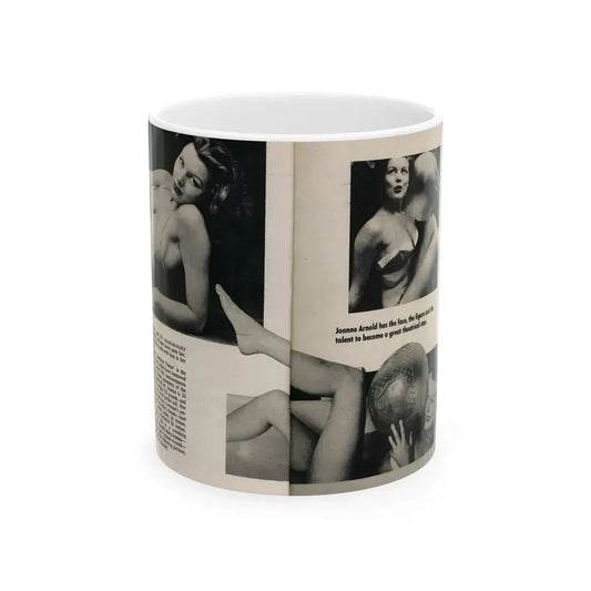Joanne Arnold #65 - Pages 1 & 2 of 3 with, 3 B&W Photos, Captions & Short Article from Foto-rama Digest Mag. March '54 (Vintage Female Icon) White Coffee Mug 11oz - Go Mug Yourself
