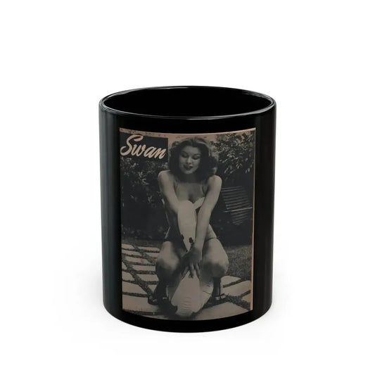 Joanne Arnold #68 - Pages 2 of 4 with, 1 Full Page B&W Photo from Famous Models Mag. May-June '51 (Vintage Female Icon) Black Coffee Mug 11oz - Go Mug Yourself