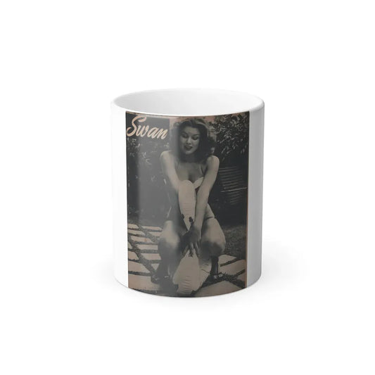 Joanne Arnold #68 - Pages 2 of 4 with, 1 Full Page B&W Photo from Famous Models Mag. May-June '51 (Vintage Female Icon) Color Changing Coffee Mug 11oz - Go Mug Yourself