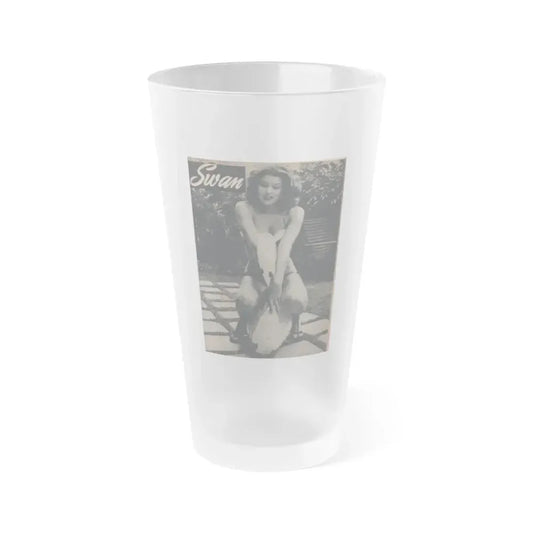 Joanne Arnold #68 - Pages 2 of 4 with, 1 Full Page B&W Photo from Famous Models Mag. May-June '51 (Vintage Female Icon) Frosted Pint Glass 16oz 16oz Frosted - Go Mug Yourself