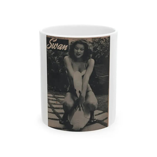 Joanne Arnold #68 - Pages 2 of 4 with, 1 Full Page B&W Photo from Famous Models Mag. May-June '51 (Vintage Female Icon) White Coffee Mug 11oz - Go Mug Yourself