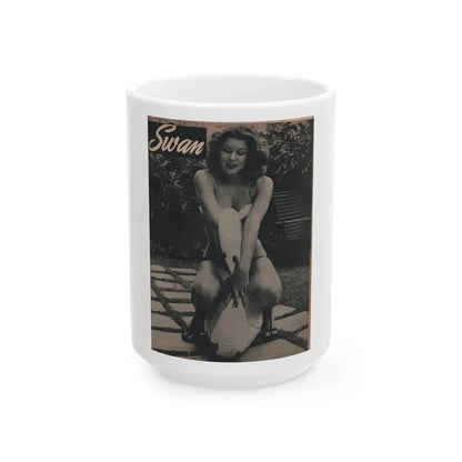Joanne Arnold #68 - Pages 2 of 4 with, 1 Full Page B&W Photo from Famous Models Mag. May-June '51 (Vintage Female Icon) White Coffee Mug 15oz - Go Mug Yourself
