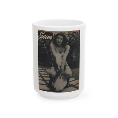 Joanne Arnold #68 - Pages 2 of 4 with, 1 Full Page B&W Photo from Famous Models Mag. May-June '51 (Vintage Female Icon) White Coffee Mug 15oz - Go Mug Yourself