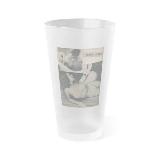 Joanne Arnold #69 - Pages 3 of 4 with, 2 B&W Photos from Famous Models Mag. May-June '51 (Vintage Female Icon) Frosted Pint Glass 16oz 16oz Frosted - Go Mug Yourself