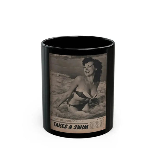 Joanne Arnold #72 - Pages 2 of 4 with, 1 B&W Photo, Caption & Brief Article from LAFF annual Mag. Fall '53 (Vintage Female Icon) Black Coffee Mug 11oz - Go Mug Yourself