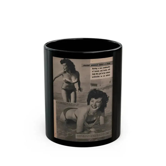 Joanne Arnold #73 - Pages 3 & 4 of 4 with, 2 B&W Photos & Captions from LAFF Annual Mag. Fall '53 (Vintage Female Icon) Black Coffee Mug 11oz - Go Mug Yourself